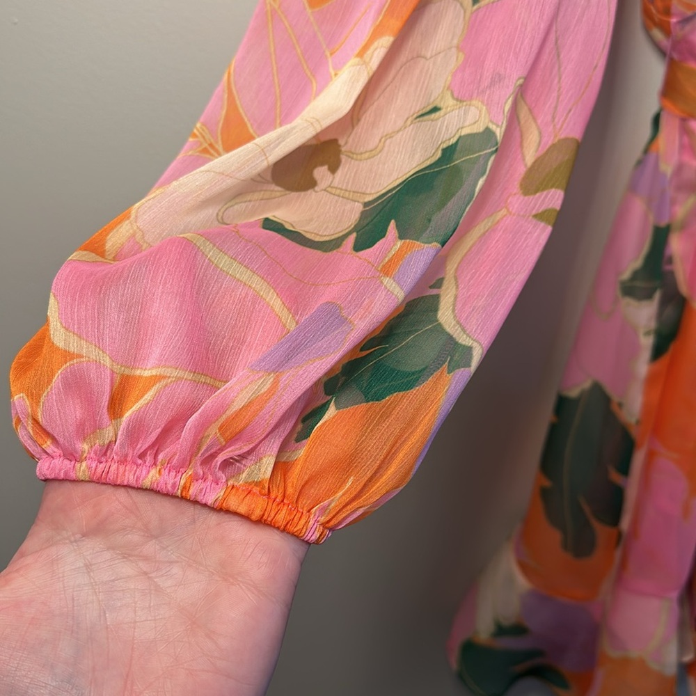 Alex Marie Sail Into Summer Laurel Long Sleeve Pink Floral Dress Size 12 - Picture 3 of 6